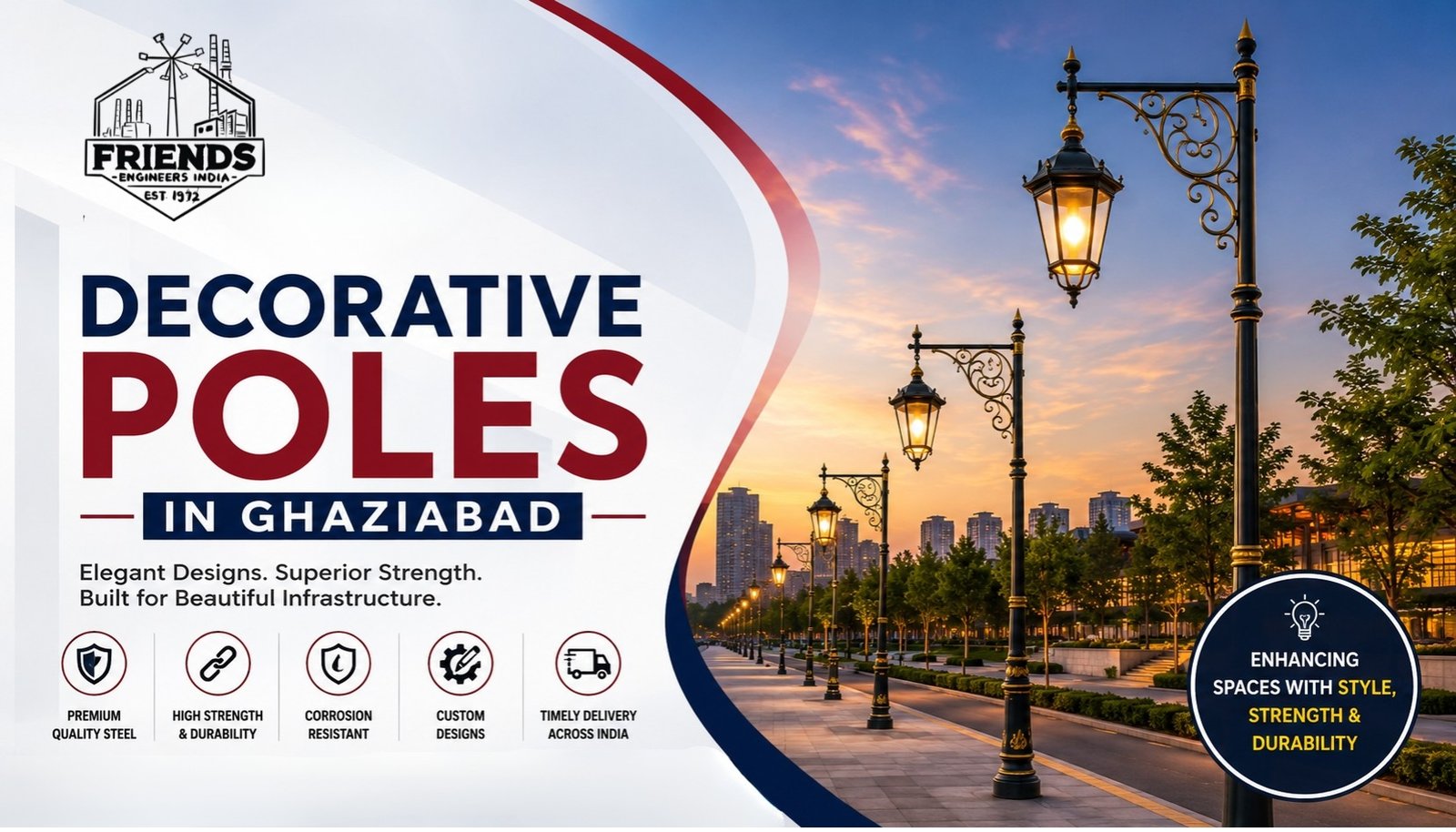 Decorative Poles in Ghaziabad: Enhancing Urban Spaces with Style, Strength & Durability